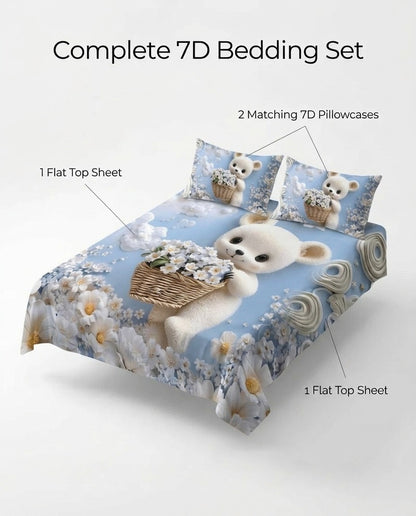 Fairy Tale Cozy Teddy 7D Bedsheet Set – Blue