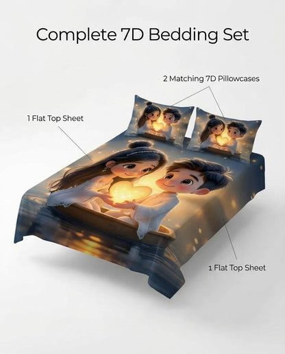 Glow Of Love 7d Bedsheet Set (Colourful)