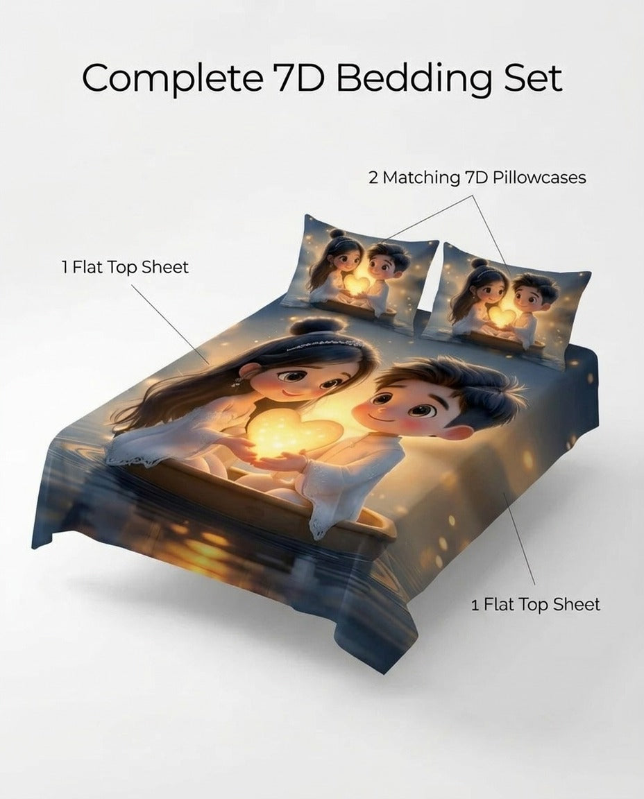 Glow Of Love 7d Bedsheet Set (Colourful)