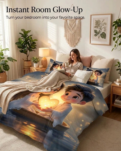 Glow Of Love 7d Bedsheet Set (Colourful)