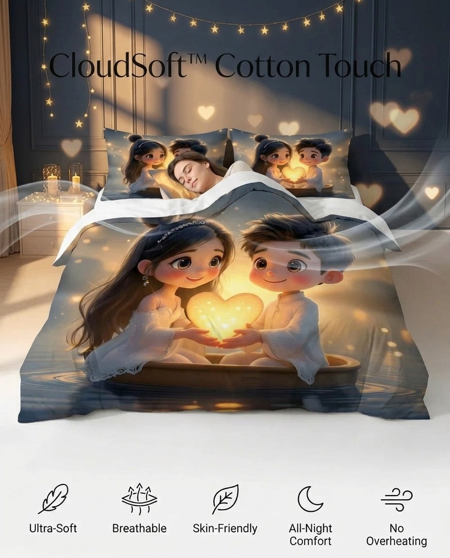 Glow Of Love 7d Bedsheet Set (Colourful)