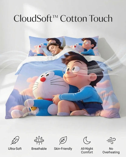 Fairy Tale Doraemon 7D Bedsheet Set - (blue)