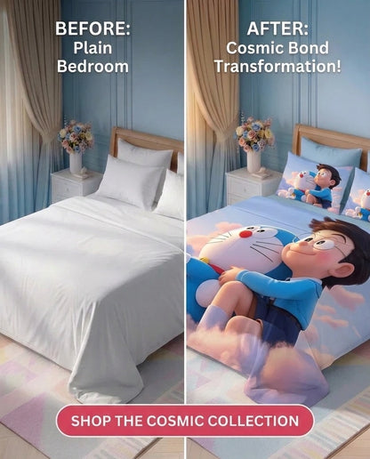 Fairy Tale Doraemon 7D Bedsheet Set - (blue)
