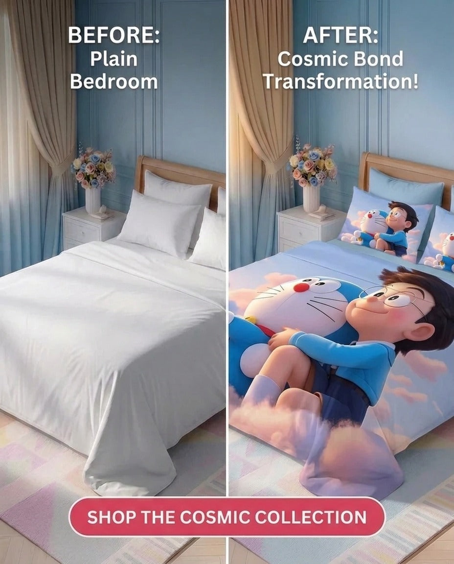 Fairy Tale Doraemon 7D Bedsheet Set - (blue)