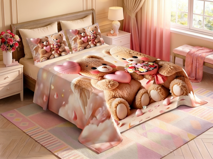 Fairy Tale Blush Bear 7D Bedsheet Set - Pink