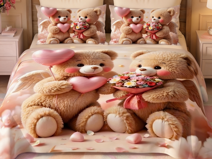 Fairy Tale Blush Bear 7D Bedsheet Set - Pink