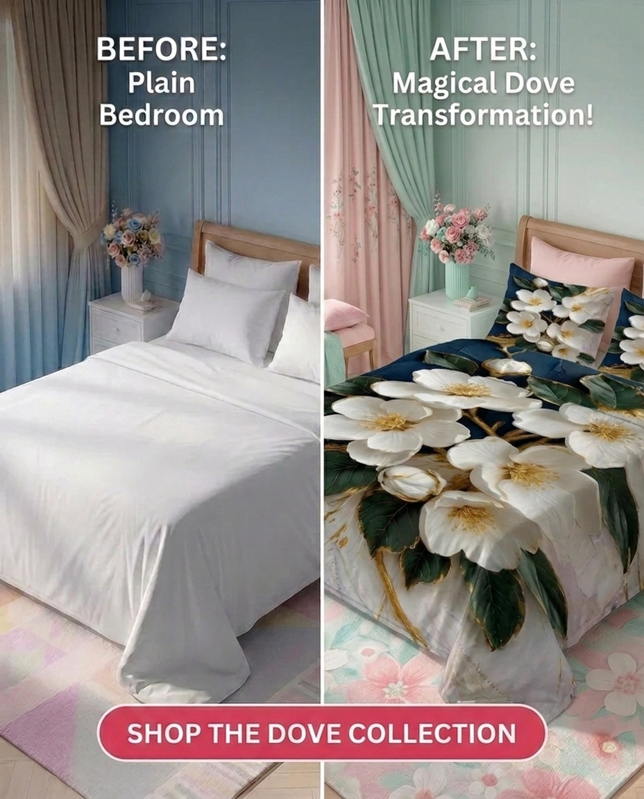 Fairy Tale White Orchid 7D Bedsheet Set – (Navy Blue)