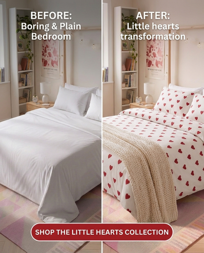 Little Hearts 320-TC Cherry Gingham  Bedsheet (Red & Ivory)